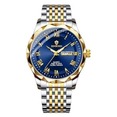 Imagem de W WOLF-CUB Relógio masculino de luxo, quartzo, à prova d'água, luminoso, cronógrafo, data, aço inoxidável, relógio de pulso masculino de quartzo, relógios esportivos masculinos, Azul, Negócios