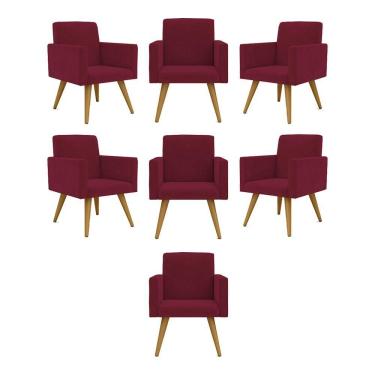 Imagem de Kit 07 Cadeiras Poltronas Decorativa - Escritório - Recepção Cor:marsala