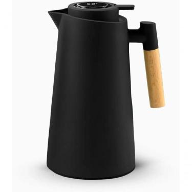 Imagem de Garrafa Térmica Quente E Frio Café Com Termômetro Digital 1 Litro Cabo De Madeira
