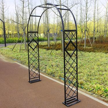 Imagem de Treliça De Jardim Ao Ar Livre Arbor Iron Rose Arch Para Trepadeiras De Plantas Trepadeiras Arco Galvanizado Heavy Duty Steel Frame 140 180 220 260 300 340 Cm, Black, 340cm x 230cm