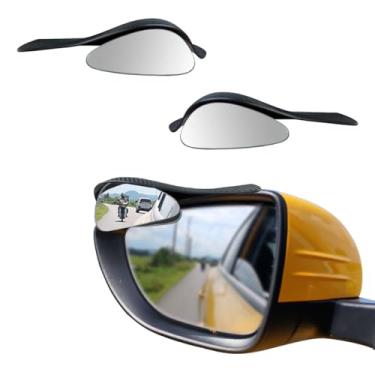 Imagem de 2 peças de espelho de ponto cego para carro, espelho grande angular ajustável sem moldura com proteção contra chuva, espelhos retrovisores laterais universais, design adesivo, espelhos convexos de