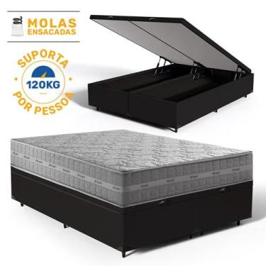 Imagem de Cama Box Baú com Colchão de Molas Ensacadas Anjos Ultra Spring Queen 1