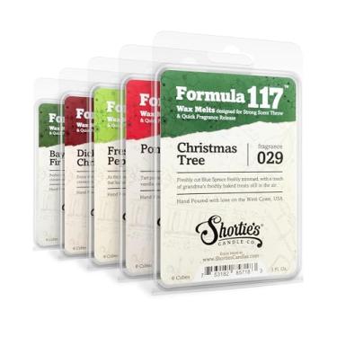 Imagem de Shortie's Candle Company Pacote com 5 sortidos de cera de Natal - Fórmula 117-5 Barras de 85 g altamente perfumadas - Feito com óleos naturais e essenciais - Cubos de cera aquecedores de Natal e