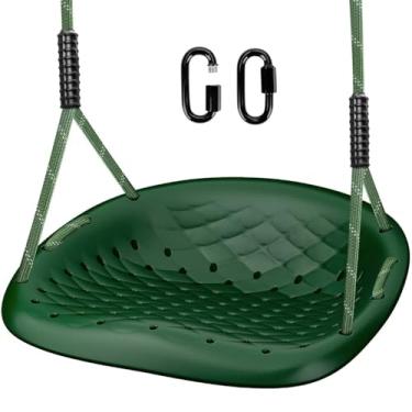 Imagem de WWFFEN Heavy Duty Tree Swing, 550LBS Capacity Outdoor Swing Seat for Adults & Kids, Height Adjustable with Ropes, for Backyard Garden Patio Playground, Green