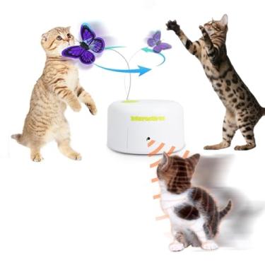 Imagem de ALL FOR PAWS Brinquedo interativo provocador de gato, inseto, varinha de gato, brinquedo divertido, brinquedos de gatinho com borboleta brilhante