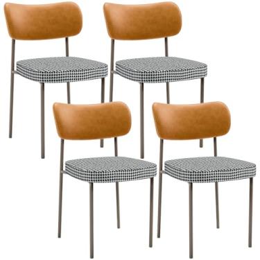 Imagem de Kit 04 Cadeiras Decorativa Sala De Jantar Melina Base Arena L02 Couríssimo Whisky Pied Poule - Lyam Decor