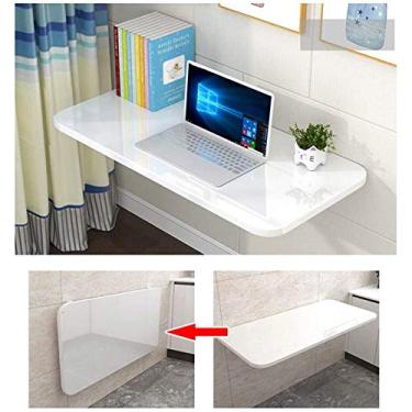 Imagem de Mesa dobrável de parede branca, mesa de jantar dobrável com folhas baixas para espaços pequenos, mesa de computador, mesa conversível, 100 x 40 cm
