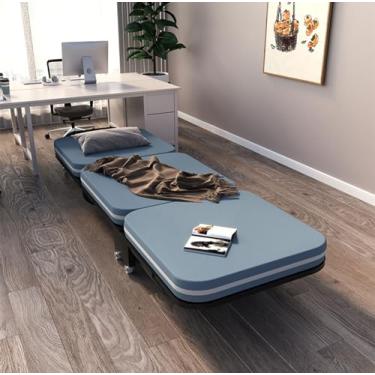 Imagem de JYXYXSCP Cama dobrável com colchão, cama dobrável de aço reforçado dobrável, cama portátil para adultos com encosto ajustável de 5 posições (W75 cm)