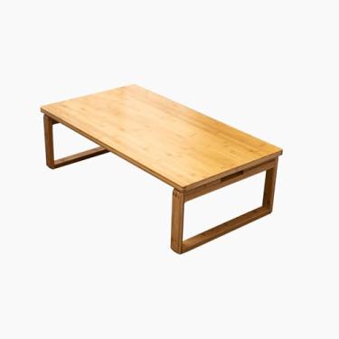 Imagem de Mesa de centro moderna de tatami dobrável, mesa de chá japonesa baixa de madeira, mesa de centro retangular, sem necessidade de instalação, mesa de chão, para sala de estar, sala de jantar, chá
