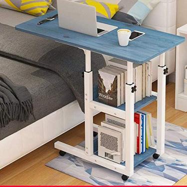 Imagem de Mesa de laptop com rodas ajustável em altura do carrinho para laptop mesa de computador móvel sofá leitura comer café da manhã - auxiliares de pacientes idosos acamados W (cor B tamanho 60 x 40 cm)