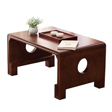 Imagem de Mesa de centro com janela saliente, varanda, tatame japonês, mesa de computador, mesa de estudo, cama pequena, mesa de jantar para quarto, sala de estar (cor: marrom, tamanho: 60 * 40 * 40 cm) (marrom