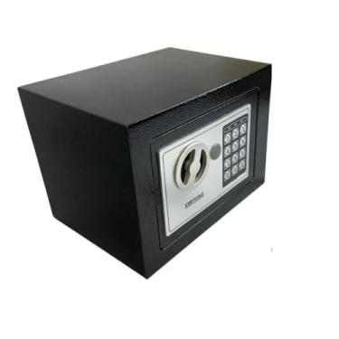 Imagem de Cofre Digital Eletrônico, Aço Laminado, Preto, 23x17x17cm, com Teclado LED e Chave de Emergência, para Casa e Escritório, 4 Pilhas AA