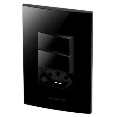 Imagem de Conjunto 2 Paralelos + 1 Tomada 20A - Inova Black Piano - Alumbra