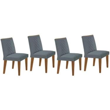 Imagem de Cadeira Sala de Jantar Jade Madeira Kit 4 Un Capuccino - Veludo Grafit