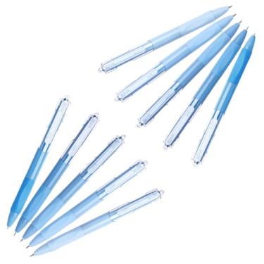 Imagem de GZBABY Caneta de gel de ponta fina, 10 peças, canetas esferográficas retráteis, tinta preta, 0,5 mm, barril de caneta gradiente elegante (azul)