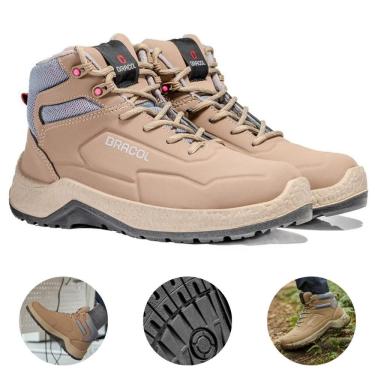 Imagem de Bota Botina de Segurança Bico Plástico Cano Alto CA 42307 Ella Esmeralda Caqui Bracol