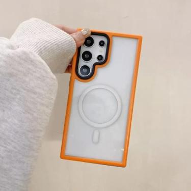 Imagem de Capa protetora magnética com absorção de impacto para carregamento do Samsung Galaxy S25 S24 Ultra Plus (Para Galaxy S25 Ultra/Laranja)