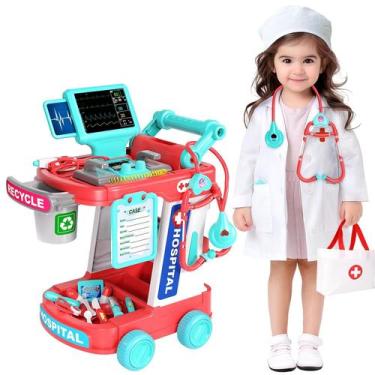 Imagem de Conjunto de brinquedos Doctor Kit Jovow Pretend com carrinho e estetos