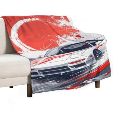 Imagem de HouLaiZhe Cobertor Super Macio Flanela Japonês Carro Esportivo NSX Arte Leve Cobertores de Refrigeração para Sofá-Cama Cadeira Sofá Carro Viagem ao Ar Livre Leve Quente 127 cm x 178 cm
