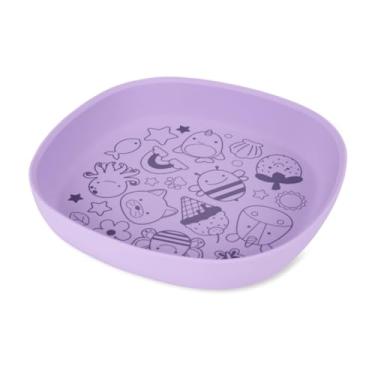 Imagem de Prato De Silicone Antiderrapante Zoo e Spark Style Refeição Infantil Lilás