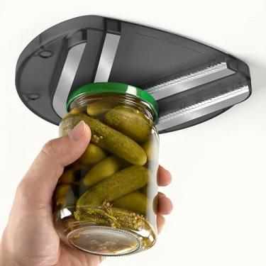 Imagem de Abridor de frascos de armário montado para mãos fracas, idosos com artrite, abridor de garrafa duplo em forma de U para qualquer tamanho de tampa, abridor de lata de aço inoxidável 304 com uma mão