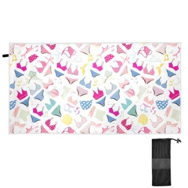 Imagem de Burbuja Toalha de praia com padrão de roupa de banho, grande, altamente absorvente, para viagem, leve, secagem rápida, à prova de areia, toalha de piscina para mulheres, homens, meninas, crianças