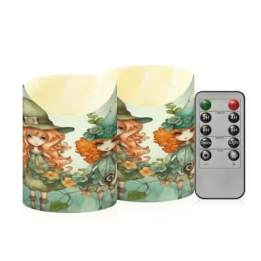 Imagem de Wassud Pacote com 2 velas sem chama com controle remoto, velas realistas cintilantes com temporizador, velas decorativas para Natal, casamento, festa, decoração pequena