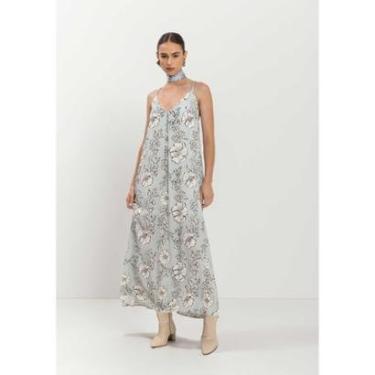 Imagem de Vestido Longo Estampado Fluido De Alças Com Decote Em V-Feminino