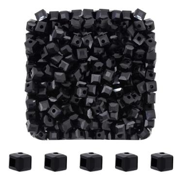 Imagem de Mandala Crafts Contas de cristal de cubo preto de 4 mm – 500 contas de vidro facetadas para fabricação de joias, suprimentos de contas, artesanato DIY, pulseiras, colares, brincos e contas
