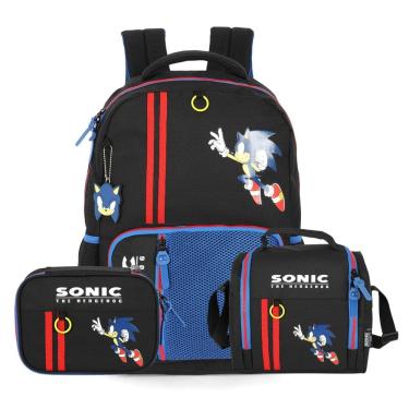 Imagem de Mochila Escolar de Costas Lancheira Térmica Estojo Box Sonic