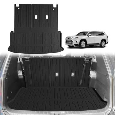 Imagem de TripleAliners Tapete de porta-malas com tapete de encosto compatível com Toyota Grand Highlander 2024 2025 2026 forros TPE para todos os climas, acessórios 2 em 1, capas resistentes TPE de ajuste