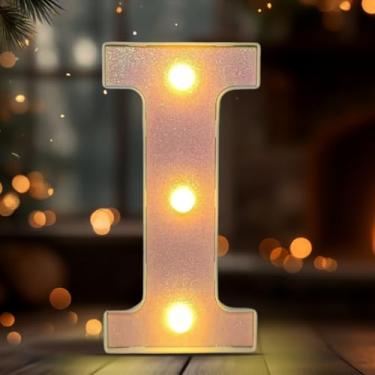 Imagem de Letreiro de LED com letra I iluminado, letra alfabeto iluminado para decoração de casa, decorações de festa de casamento de aniversário - I Pink