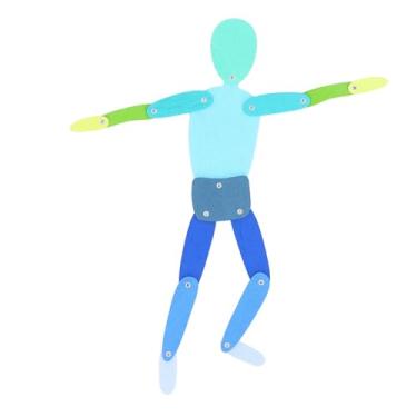 Imagem de aqxreight Brinquedo Stickman de Madeira Com Membros Móveis 30 Cartas Exercício Educacional Coordenação Olho-mão Jogo de Quebra-cabeça de Madeira Stick Man Azul e Permitindo que a Criança Tenha Uma