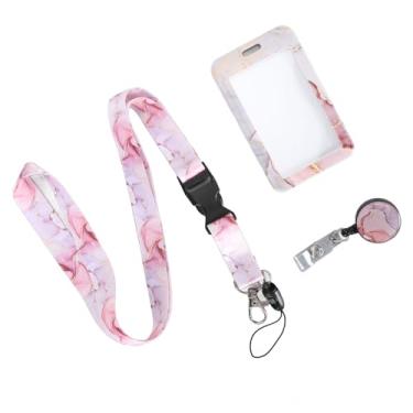 Imagem de aqxreight Porta-crachá de Identificação Com Cordão Removível para Impressão de crachá de Identificação Retrátil Vertical Com Carretel de Clipe para Professores, Enfermeiros, Suporte de Carretel