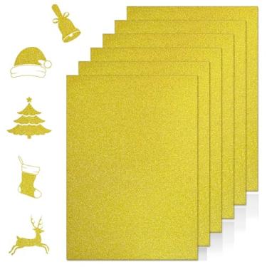 Imagem de YINUOYOUJIA Cartolina dourada com glitter, 20 folhas de papel premium com glitter para artesanato, 21,5 x 28 cm, peso pesado 250 g/m², cartolina brilhante para Cricut, artesanato DIY, embrulhos para presente, Natal