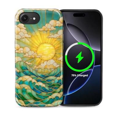 Imagem de ZHEGAILIAN Capa 2 em 1 para iPhone 16e 6,1 polegadas, compatível com MagSafe à prova de choque antiderrapante com capa de proteção total, design de impressão moderna texturizada brilhante para meninas