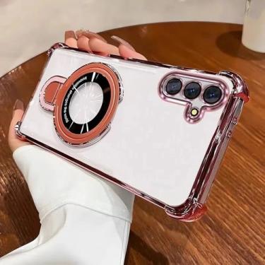 Imagem de Capa com suporte magnético e revestimento antichoque para Samsung Galaxy A16 A26 A36 A56 A17 A07 A06 A15 A25 A35 A55 A14 A24 A34 A54, rosa, A54 5G