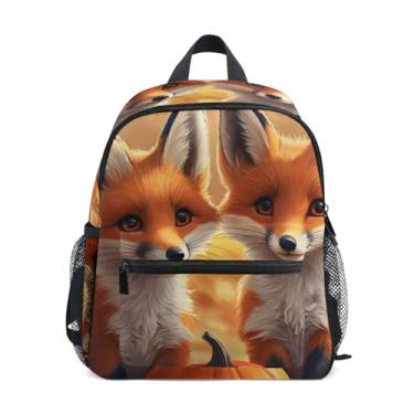 Imagem de Cute Foxes Autumn Forest Simple Modern Kids Backpack School Backpack for Girls with Front Pocket, Safety Whistle for Ages 3-8
