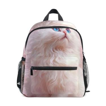 Imagem de GAIGEO Cute Cat Pink Cherry Blossom Mini Toddler Backpack with Whistle, Adjustable Chest Strap, School Backpack for Girls Lightweight & Compact for Ages 3-8