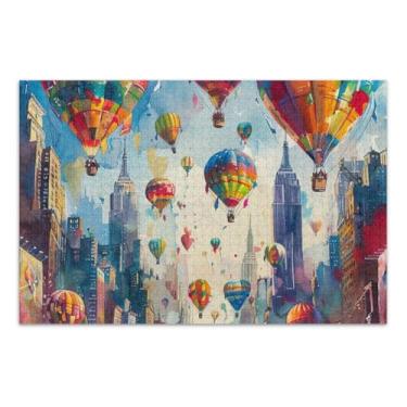 Imagem de Quebra-cabeça com 1000 peças de balões de ar quente, jogo de arte de parede para casa, quebra-cabeça engraçado para adultos