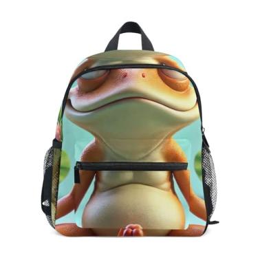 Imagem de GAIGEO Funny Yoga Frog Cute Little Kids Backpack Baby Boy Backpack with Front Pocket, Safety Whistle for Ages 3-8