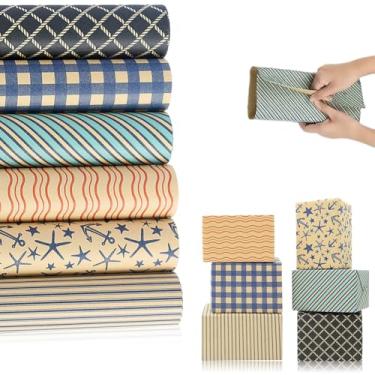 Imagem de Pacote com 6 rolos de papel de embrulho vintage de Natal – Conjunto de papel kraft, folhas pré-cortadas para aniversários, casamentos, festas e presentes festivos