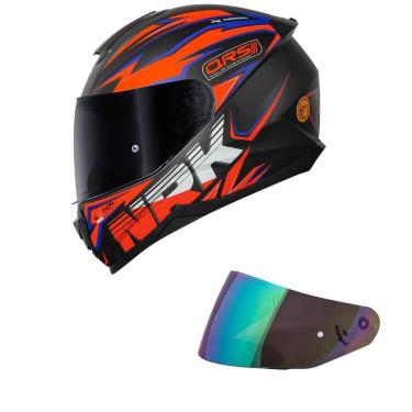 Imagem de Capacete Norisk Razor Ghost Preto e Laranja Fosco Mais Viseira Camaleão