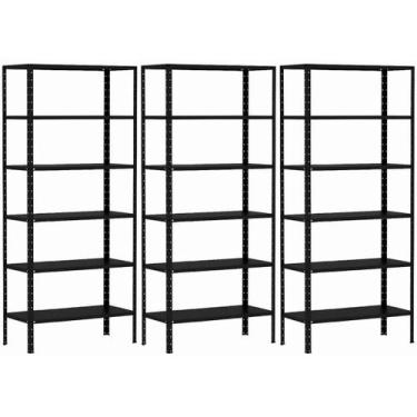 Imagem de 3 Estante De Aço Armário 6 Bandejas 70cm Resistente Para Estoque Livro