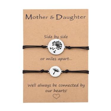 Imagem de YangQian Presentes de aniversário para mãe, filha, pulseiras combinando com coração de dente-de-leão para mãe, filha, ideias de presente, Small, Nylon, Sem Pedra Preciosa