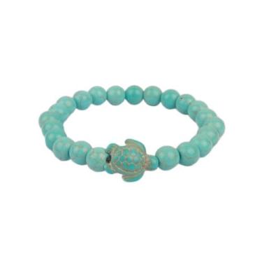 Imagem de Pulseira de tartaruga marinha, suporta a conservação das tartarugas marinhas, joia elástica de pedra natural para mulheres e homens amigos, One Size, Vidro, Sem Pedra Preciosa