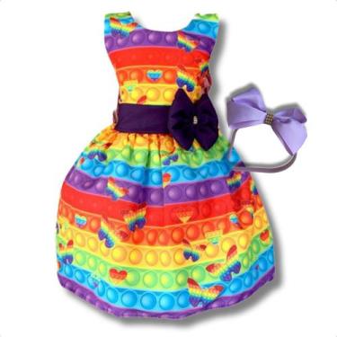 Imagem de Vestido Infantil Temático Pop It Colorido - Bento E Maria Moda Infanti