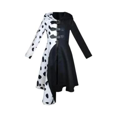 Imagem de Cruella deville traje preto dálmata macacão vestido meninas halloween 