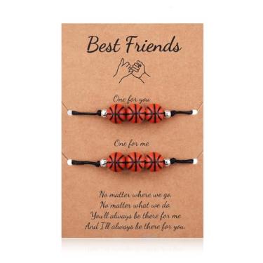 Imagem de Pulseiras de basquete e futebol da amizade para 2 melhores amigos basquete amantes de futebol presentes para aniversário, Natal, equipe, presente de amizade, companheiro de equipe, acessórios