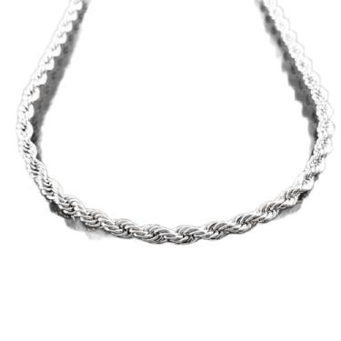 Imagem de Colar Baiano Masculino 4mm em Aço Inox 45cm 60cm ou 70cm Corrente Torcida com Fecho Antifurto (60cm)